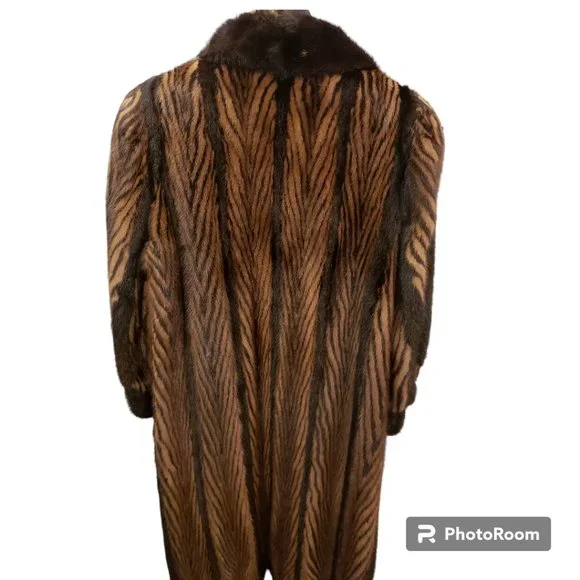 Luxurious Vintage Ranch Demi Two Tone Brown Mink Fur Long Coat Mint Condition - Picture 5 of 5